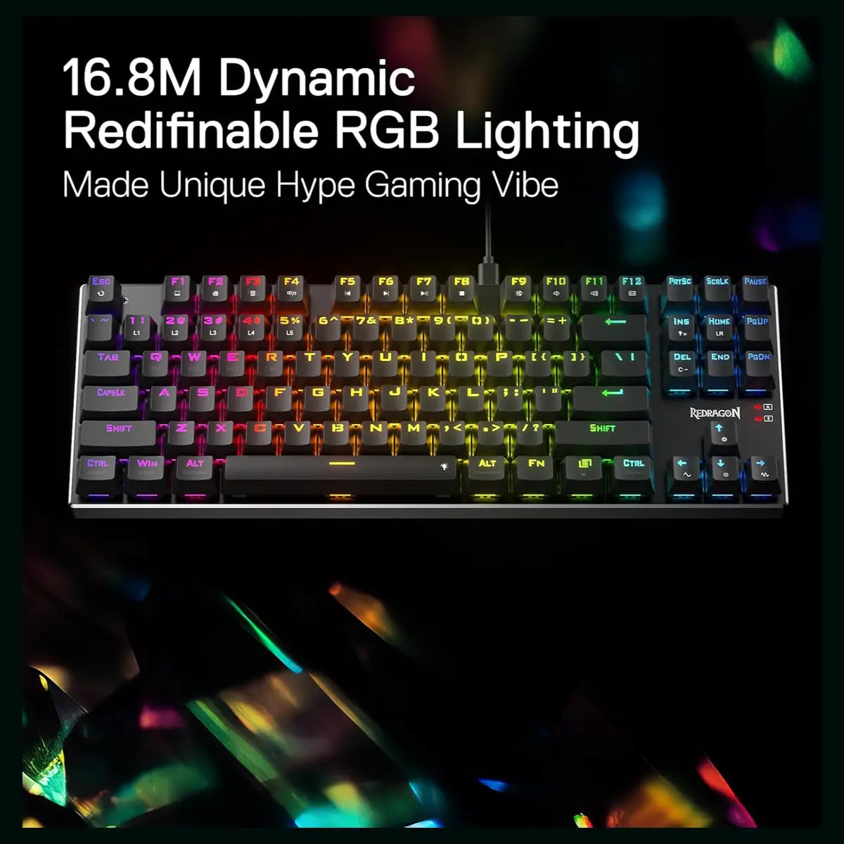 Redragon DHARMA TKL K660 RGB Wired Gaming Keyboard, 80% 87 Keys Mechanical Keyboard, Aluminum Base, Hot-Swap Socket, Noise Absorbing Foams, Quiet Linear Red Switch