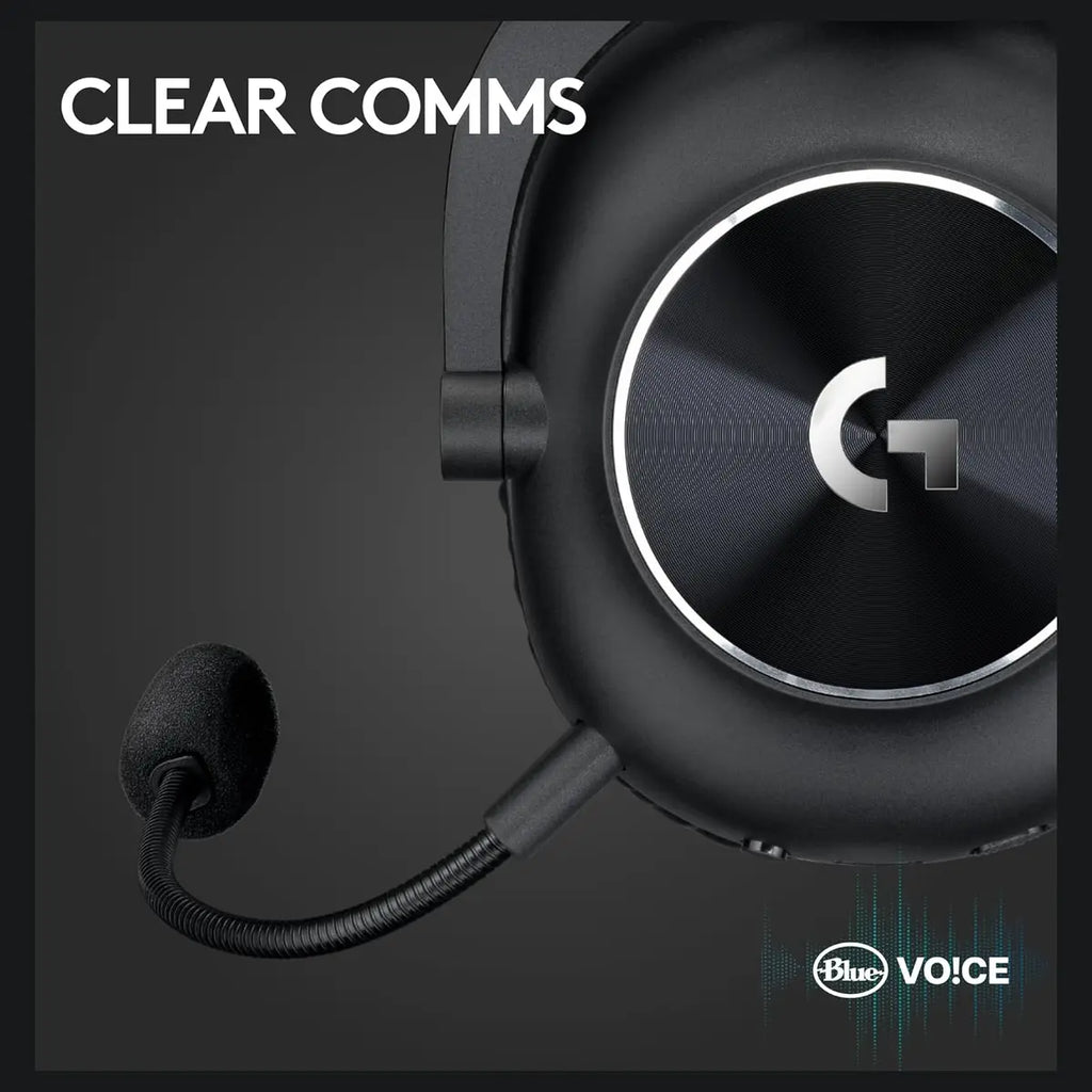 Logitech Pro X 2 Lightspeed Wireless Gaming Headset, 50mm Graphene Drivers, Blue VO!CE 6mm Detachable Boom Mic, 50-Hour Battery, 30m Wireless Range, Black