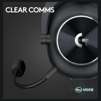 Logitech Pro X 2 Lightspeed Wireless Gaming Headset, 50mm Graphene Drivers, Blue VO!CE 6mm Detachable Boom Mic, 50-Hour Battery, 30m Wireless Range, Black