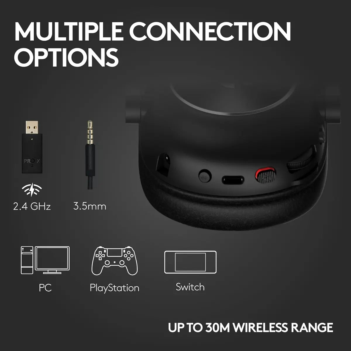 Logitech Pro X 2 Lightspeed Wireless Gaming Headset, 50mm Graphene Drivers, Blue VO!CE 6mm Detachable Boom Mic, 50-Hour Battery, 30m Wireless Range, Black