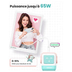UGREEN Uno 65W 3 Ports USB C Charger GaNFast Cute Robot Shape, 2 USB-C and 1 USB-A, LED Emoticon Display, Pink Blue, 35855