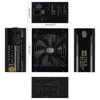 Cooler Master MWE Gold 1250 V2 ATX 3.1 Fully Modular Power Supply, 80 Plus Gold 1250W, PCIe 5.1 12VHPWR 90 Degree Connector, 140mm FDB Fan, MPE-C501-AFCAG-3EEU