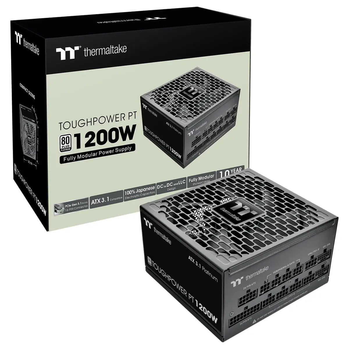 Thermaltake Toughpower PT 1200W Power Supply, ATX 3.1, 80 Plus Platinum, Full Modular, PCIe Gen 5.1