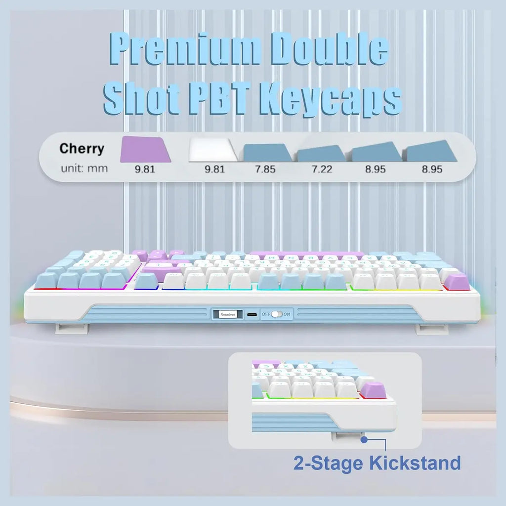 E-YOOSO Z-99 Wireless Bluetooth Mechanical Keyboard, 99 Keys, Tri-Mode Bluetooth 5.0 2.4GHz And USB Wired, Hot-Swappable, Gasket Structure With Sound Dampening Foam, RGB Backlit