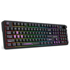 Redragon Volcano RM104 PRO Keyboard, 104-Key Full-Size Membrane, 2.4G Wireless Bluetooth and USB-C Wired, 26-Key Anti-Ghosting, RGB Backlight, K526BP-PRO Black