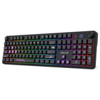 Redragon Volcano RM104 PRO Keyboard, 104-Key Full-Size Membrane, 2.4G Wireless Bluetooth and USB-C Wired, 26-Key Anti-Ghosting, RGB Backlight, K526BP-PRO Black