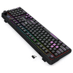 Redragon Volcano RM104 PRO Keyboard, 104-Key Full-Size Membrane, 2.4G Wireless Bluetooth and USB-C Wired, 26-Key Anti-Ghosting, RGB Backlight, K526BP-PRO Black