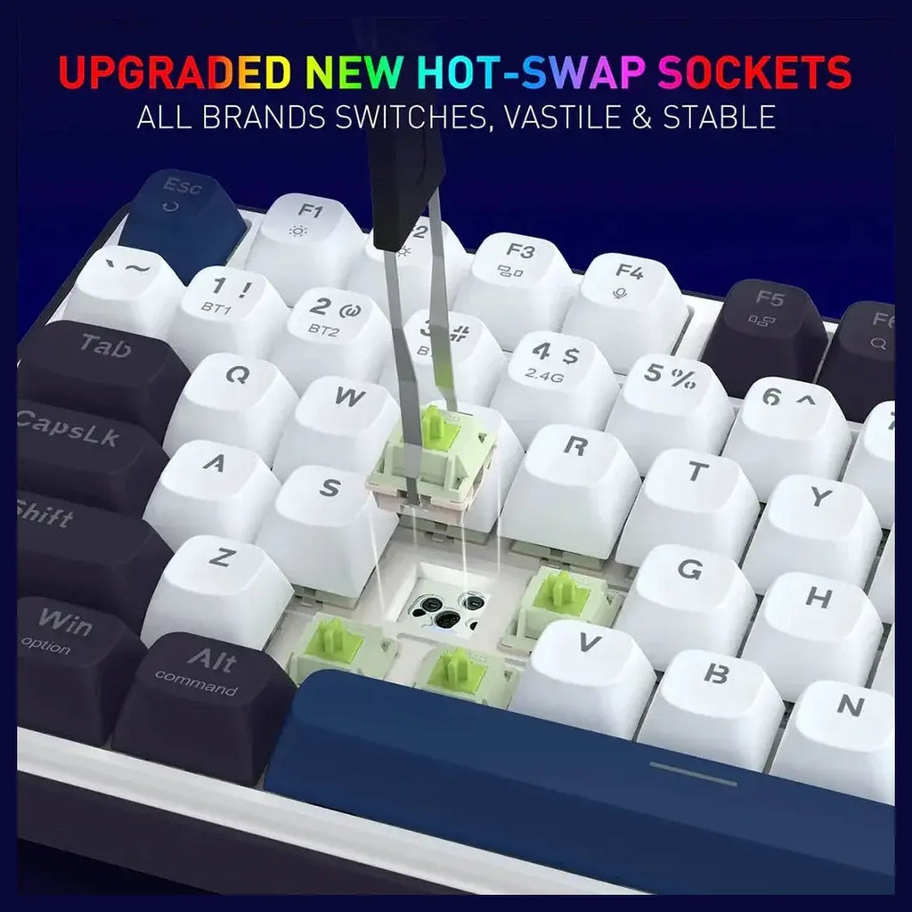 Redragon FAYE 99 Pro K744 ARGB Wireless Tri-Mode Gaming Keyboard, 99-Key 95% PBT Mechanical Keyboard, Hot-Swap Socket, Mint Mambo Switch, White and Black