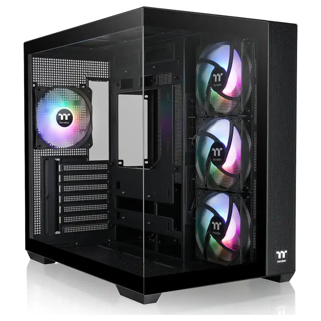 Thermaltake View 380 TG ARGB Mid Tower ATX PC Case, Dual Tempered Glass, 4x120mm ARGB Fans Included, Hidden-Connector Motherboard Support, USB 3.2 Gen 2 Type-C, Black, CA-1Z2-00M1WN-00