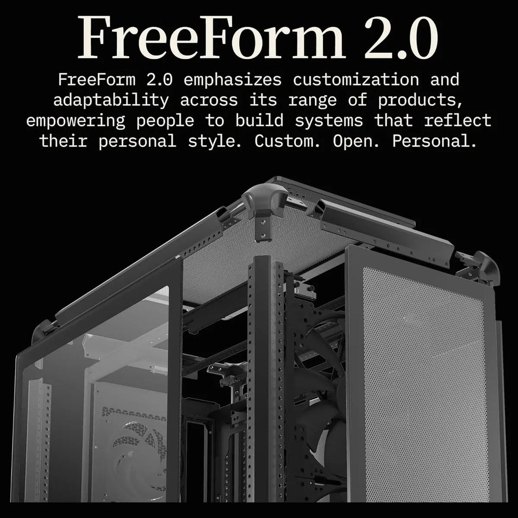 Cooler Master MasterFrame 500 Mesh ARGB ATX Mid-Tower PC Case, Premium Aluminum Chassis, Dual 200mm ARGB Intake Fans, Modular Open-Frame, 360mm Radiator Support, USB-C, Black, MF500M-KHNN-S01