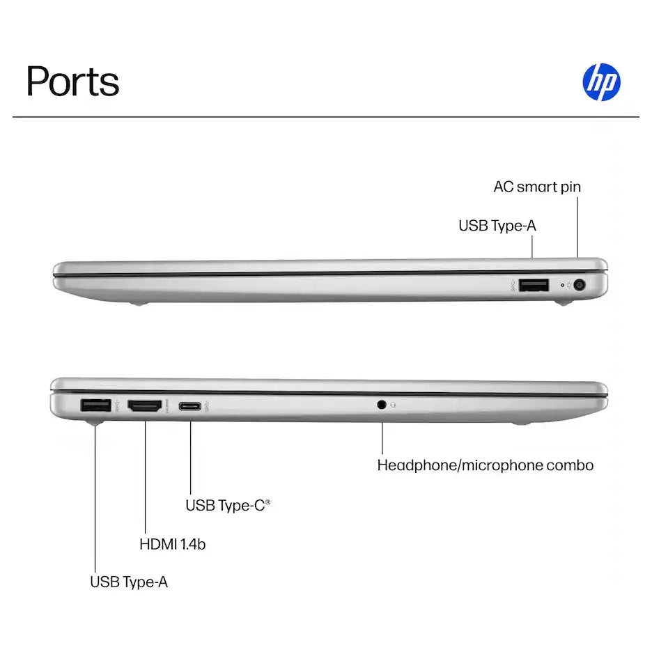 HP 15-FC0146DX Touchscreen Laptop, AMD Ryzen 5 7520U, AMD Radeon Graphics, 8GB LPDDR5 RAM, 512GB SSD, 15.6" FHD IPS Touch, Windows 11 Home, Natural Silver