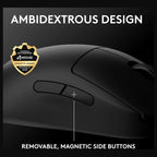 Logitech G PRO 2 LIGHTSPEED Wireless Gaming Mouse, Ambidextrous, HERO 2 44K DPI Sensor, LIGHTFORCE Switches, 95-Hour Battery Life, USB-C Charging, 8 Buttons, 910-007297