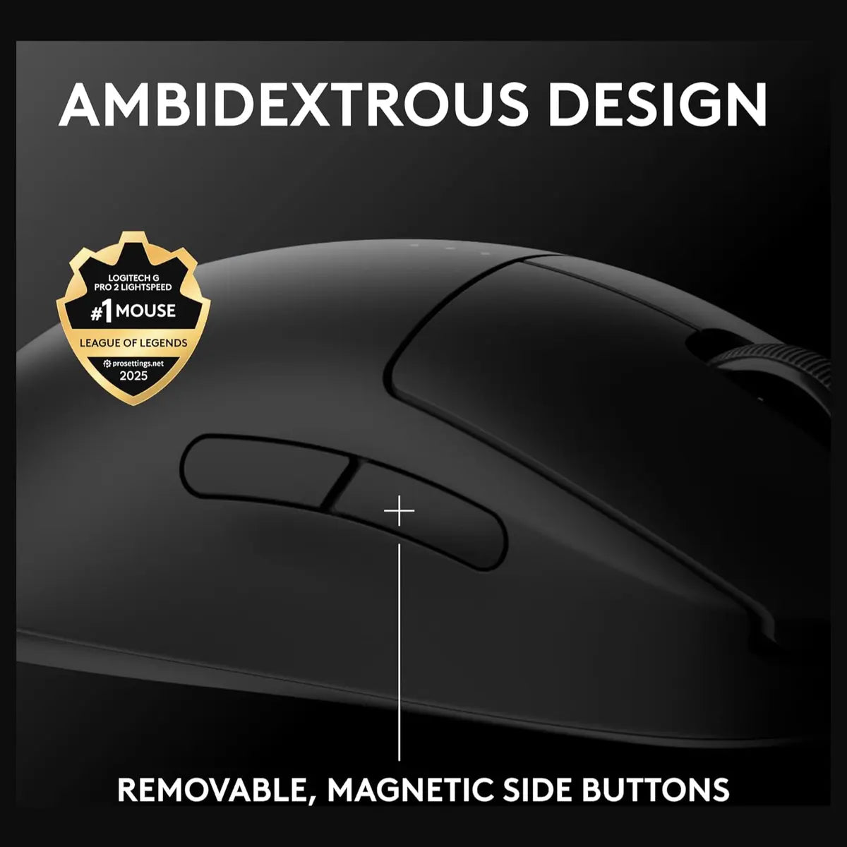 Logitech G PRO 2 LIGHTSPEED Wireless Gaming Mouse, Ambidextrous, HERO 2 44K DPI Sensor, LIGHTFORCE Switches, 95-Hour Battery Life, USB-C Charging, 8 Buttons, 910-007297