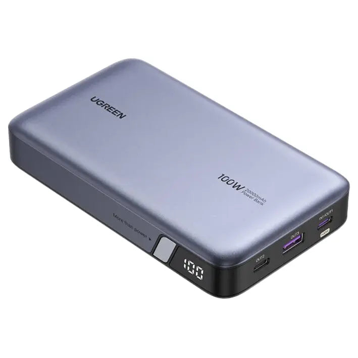 UGREEN Nexode Power Bank, 20000mAh 100W, 2 USB-C Ports and 22.5W USB-A Port, 65W Fast Recharge, LED Display