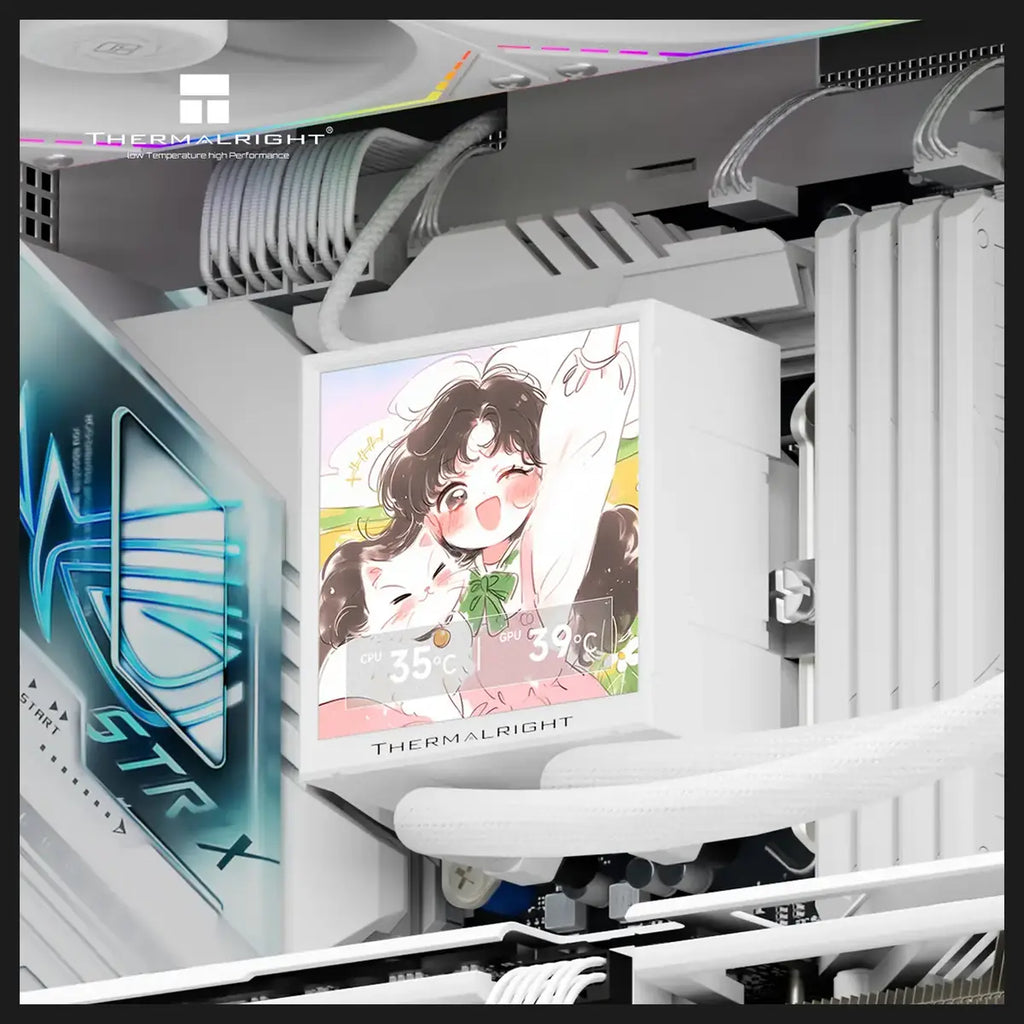 Thermalright Peerless Vision 360 ARGB CPU Liquid Cooler, 360mm Aluminum Radiator, 3.95" 480x480 LCD Square Screen, Wireless Splicing Fans, White