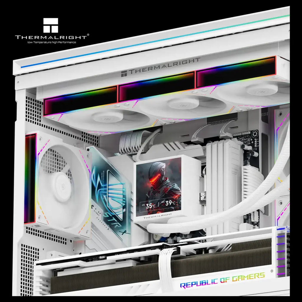Thermalright Peerless Vision 360 ARGB CPU Liquid Cooler, 360mm Aluminum Radiator, 3.95" 480x480 LCD Square Screen, Wireless Splicing Fans, White