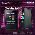 Thunder Zippy PC Case, M-ATX and ITX Support, 1x RGB Fan, Front ARGB Strip, 240mm Radiator Support, Tempered Glass Side Panel, Black, TGC-1026