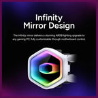 Cooler Master 240 Core II AIO CPU Liquid Cooler, Dual Chamber G9R Pump, Infinity Mirror ARGB, 240mm Radiator, 120mm PWM Fan, 400mm Tubing, White, MLW-D24M-A18PA-RW