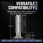 Cooler Master Hyper 212 Spectrum V3 ARGB CPU Air Cooler, 4 Copper Heat Pipes, 120mm PWM Fan 650 To 1,750RPM, AMD AM5 and AM4 and Intel LGA 1851 and 1700 and 1200, RR-S4NA-17PA-R1