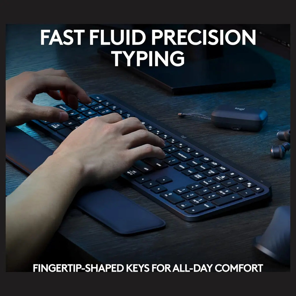 Logitech MX Keys S Wireless Keyboard, Low Profile, Quiet Typing, Programmable Keys, Backlighting, Bluetooth, USB-C Rechargeable, Graphite, 920-011563