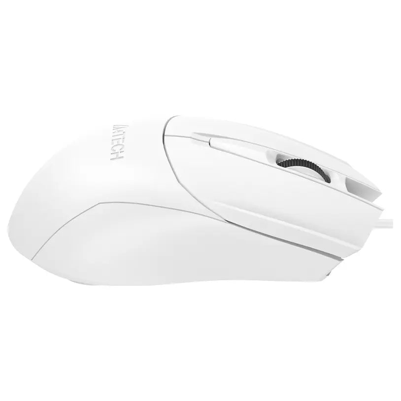 A4Tech OP-750S V-Track Mouse, 1200 DPI Optical Sensor, Silent Click, 4-Way Wheel, 8-in-One Gesture, White