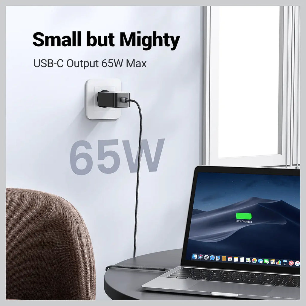 UGREEN Nexode 65W USB C GaN Charger, 3 Ports Wall Charger, Supports PPS GaN II, Intelligent Power Distribution, Model CD244, 10335