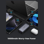 UGREEN Nexode Fast Charging Power Bank, 10000mAh, 30W PD USB-C, Dual-Port USB-C and USB-A, TFT Digital Display, Grey, PB502 25185