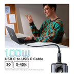 UGREEN Uno 100W USB C to USB C Fast Charging Cable, 100W 20V 5A, 3 Meter, 480Mbps, E-Marker Chip, Aluminum Alloy Shell, Double-Layer Nylon Braided, Model 35513