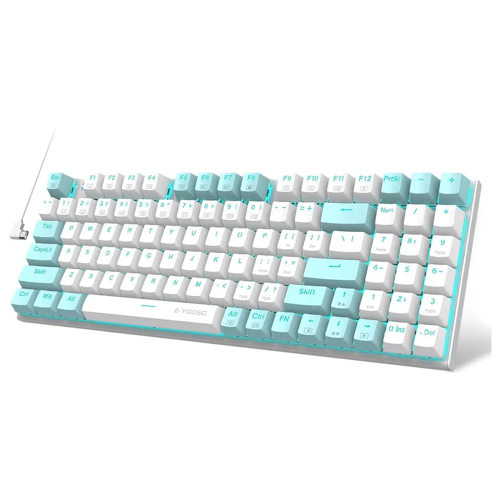 E-YOOSO Z-19 Mechanical Keyboard, Wired 94 Keys 85% Compact With Numpad, Blue Switch, Hot Swappable 3-Pin PCB Support, Blue Backlit 17 Modes Plus 2 Custom, PBT Keycaps