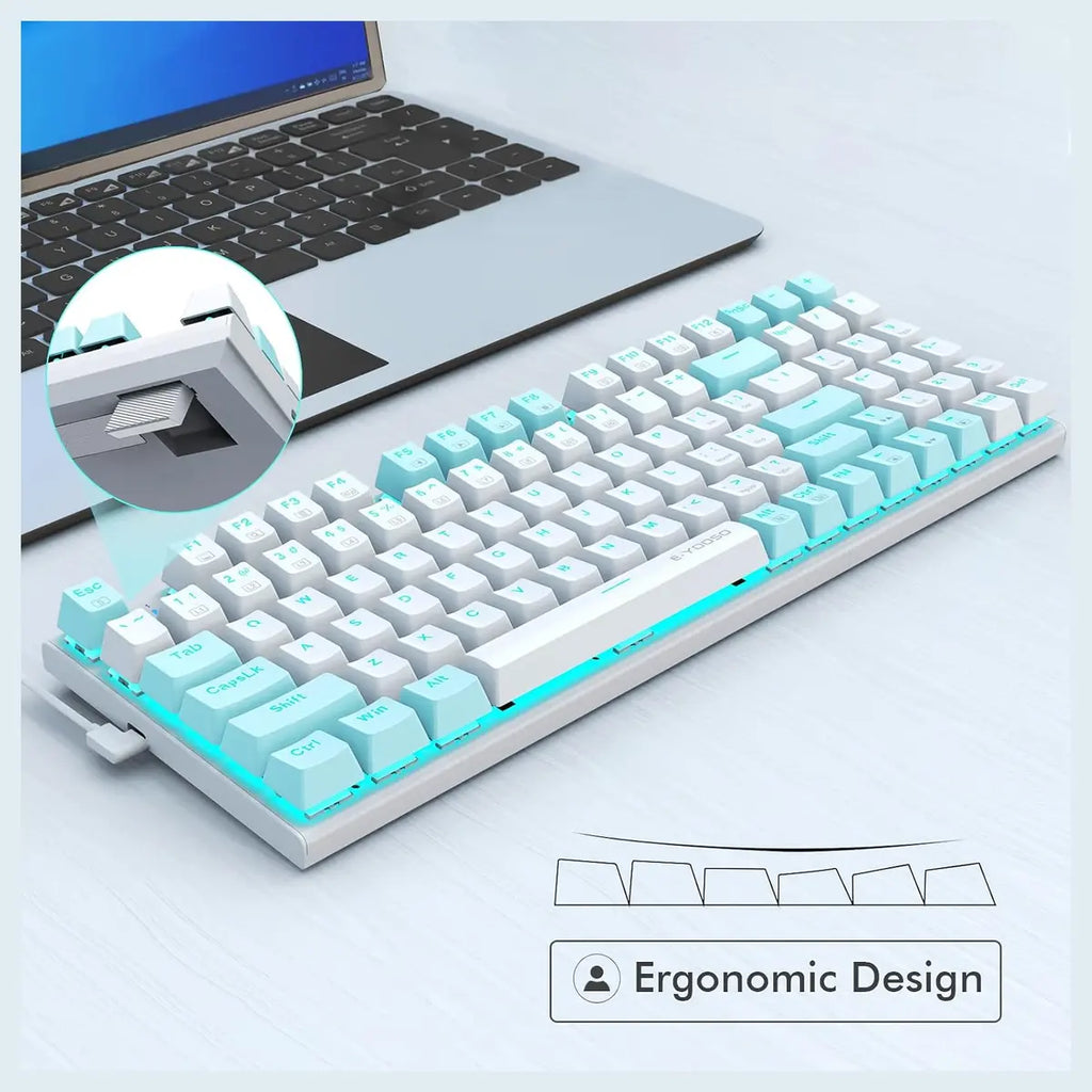 E-YOOSO Z-19 Mechanical Keyboard, Wired 94 Keys 85% Compact With Numpad, Blue Switch, Hot Swappable 3-Pin PCB Support, Blue Backlit 17 Modes Plus 2 Custom, PBT Keycaps