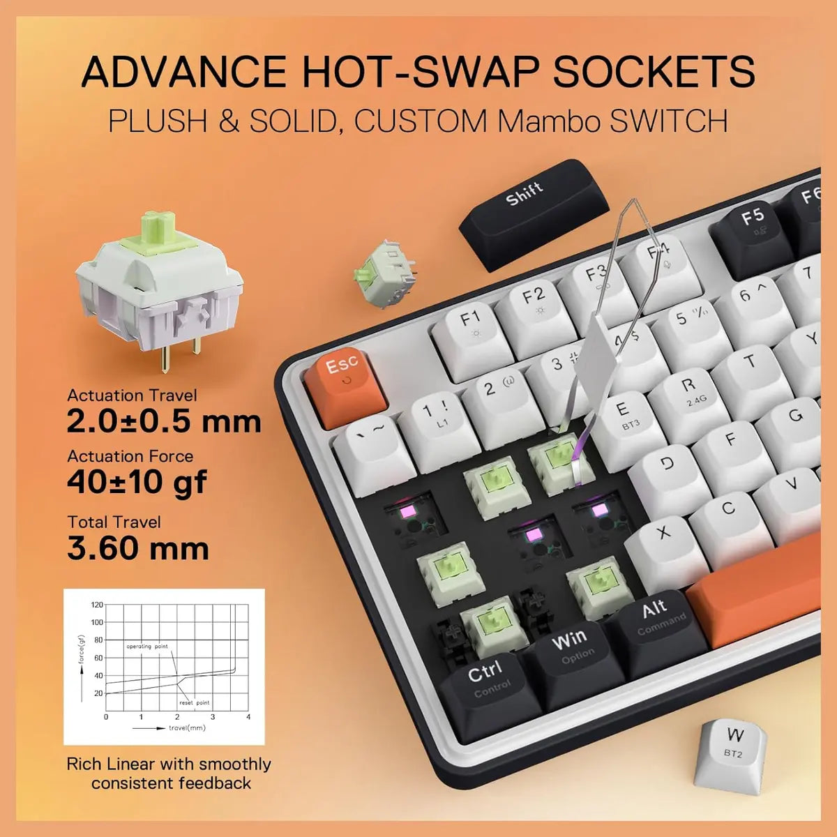 Redragon WYVERN PRO K689 PRO Wireless Gasket RGB Gaming Keyboard, 108 Keys Mechanical Keyboard, Extra 4 Hotkeys, Hot-Swappable Socket, 3-Layer Noise Dampening