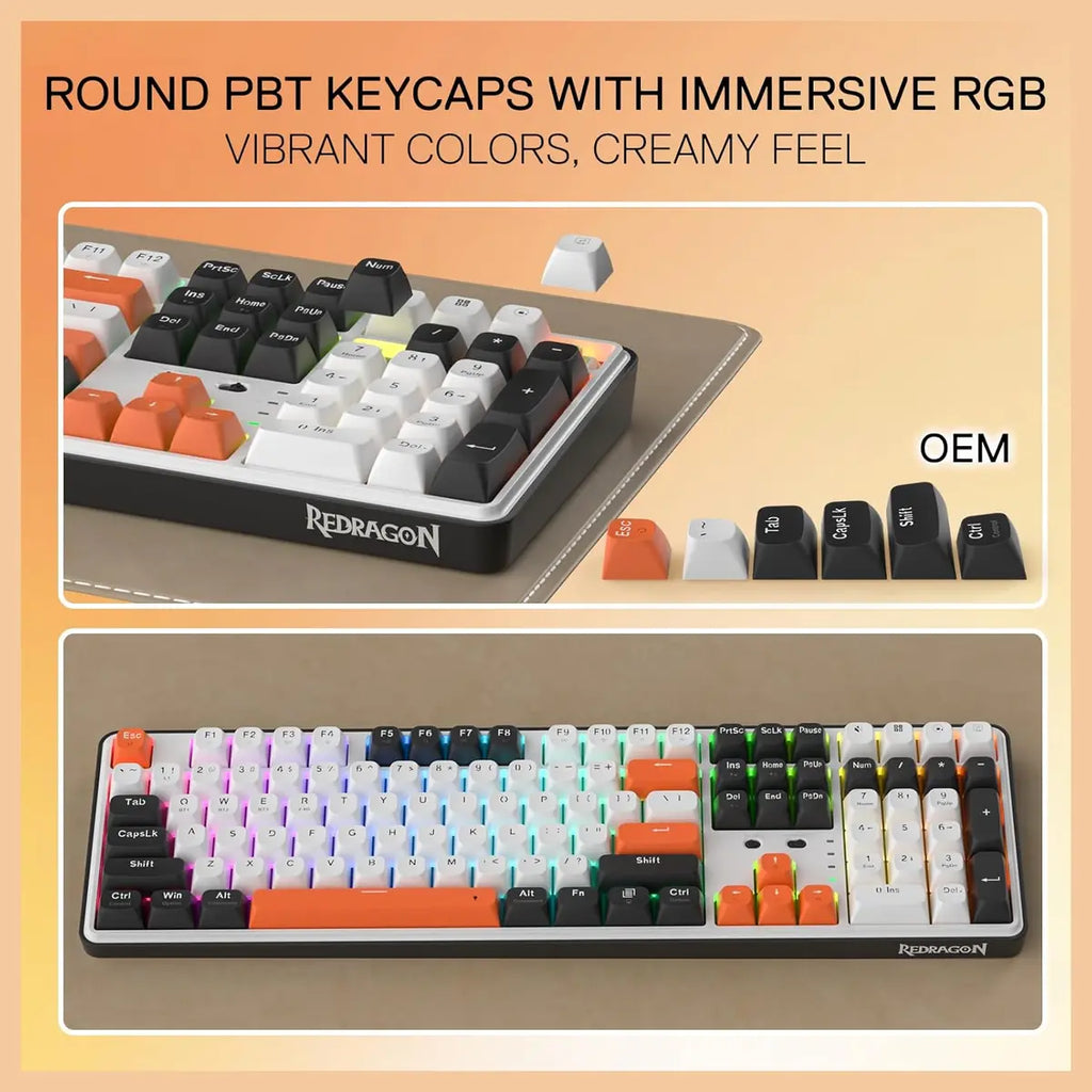 Redragon WYVERN PRO K689 PRO Wireless Gasket RGB Gaming Keyboard, 108 Keys Mechanical Keyboard, Extra 4 Hotkeys, Hot-Swappable Socket, 3-Layer Noise Dampening