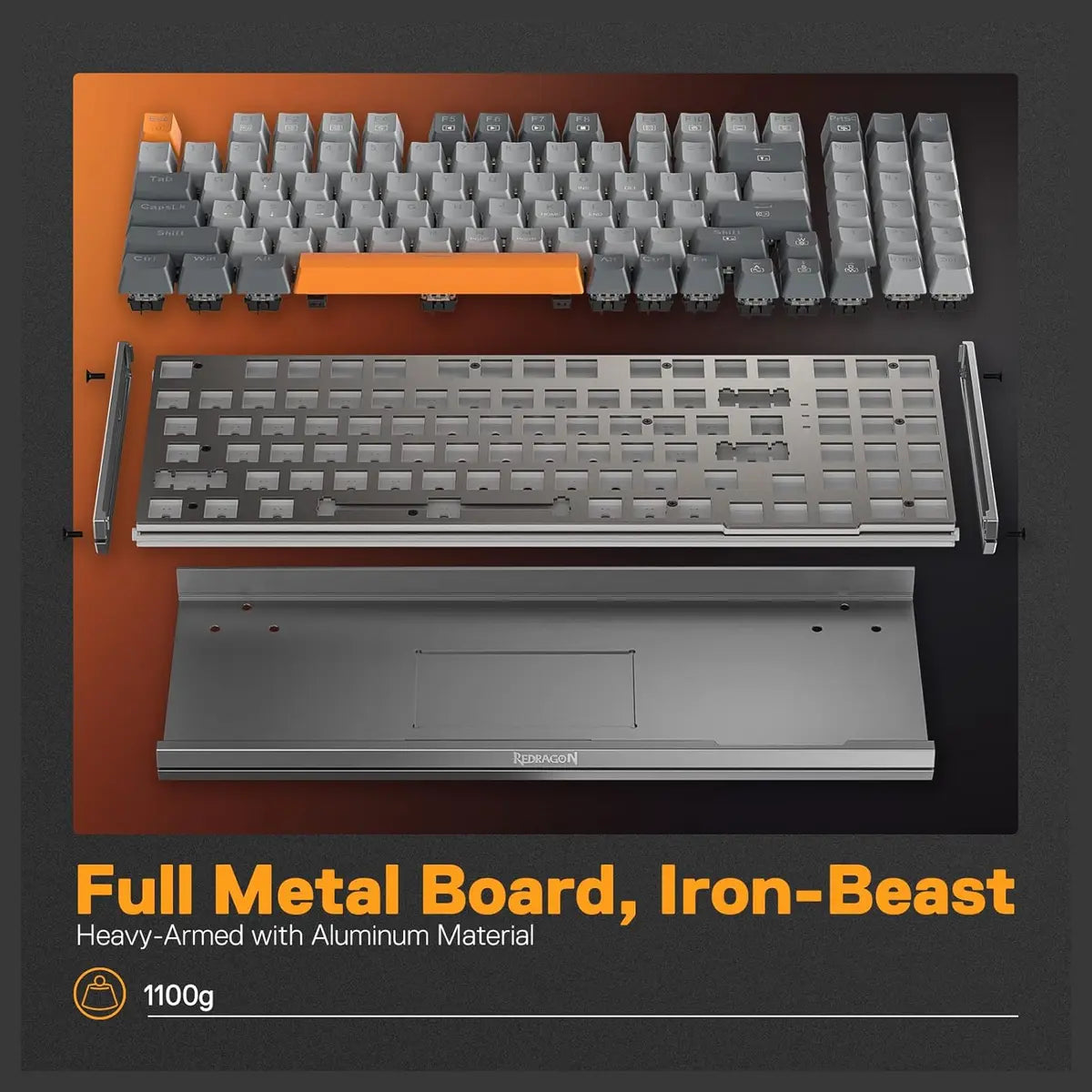 Redragon OLAF K648 Wired RGB Gaming Keyboard, 94-Key Mechanical Keyboard, Hot Swappable, Solid Aluminum Plate, Noise Absorbing EVA Foams, Detachable Wrist Rest