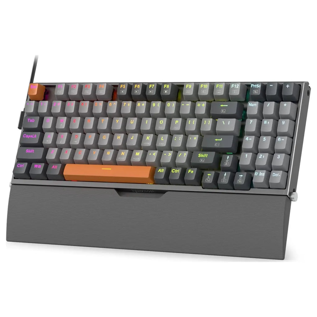 Redragon OLAF K648 Wired RGB Gaming Keyboard, 94-Key Mechanical Keyboard, Hot Swappable, Solid Aluminum Plate, Noise Absorbing EVA Foams, Detachable Wrist Rest