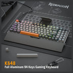 Redragon OLAF K648 Wired RGB Gaming Keyboard, 94-Key Mechanical Keyboard, Hot Swappable, Solid Aluminum Plate, Noise Absorbing EVA Foams, Detachable Wrist Rest
