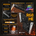 ATTACK SHARK R68 HE Carbon Fiber Rapid Trigger Keyboard, 60% Wired 8000Hz, Magnetic Switch, 0.005mm RT Accuracy, Full RGB Backlighting, Ink Shade