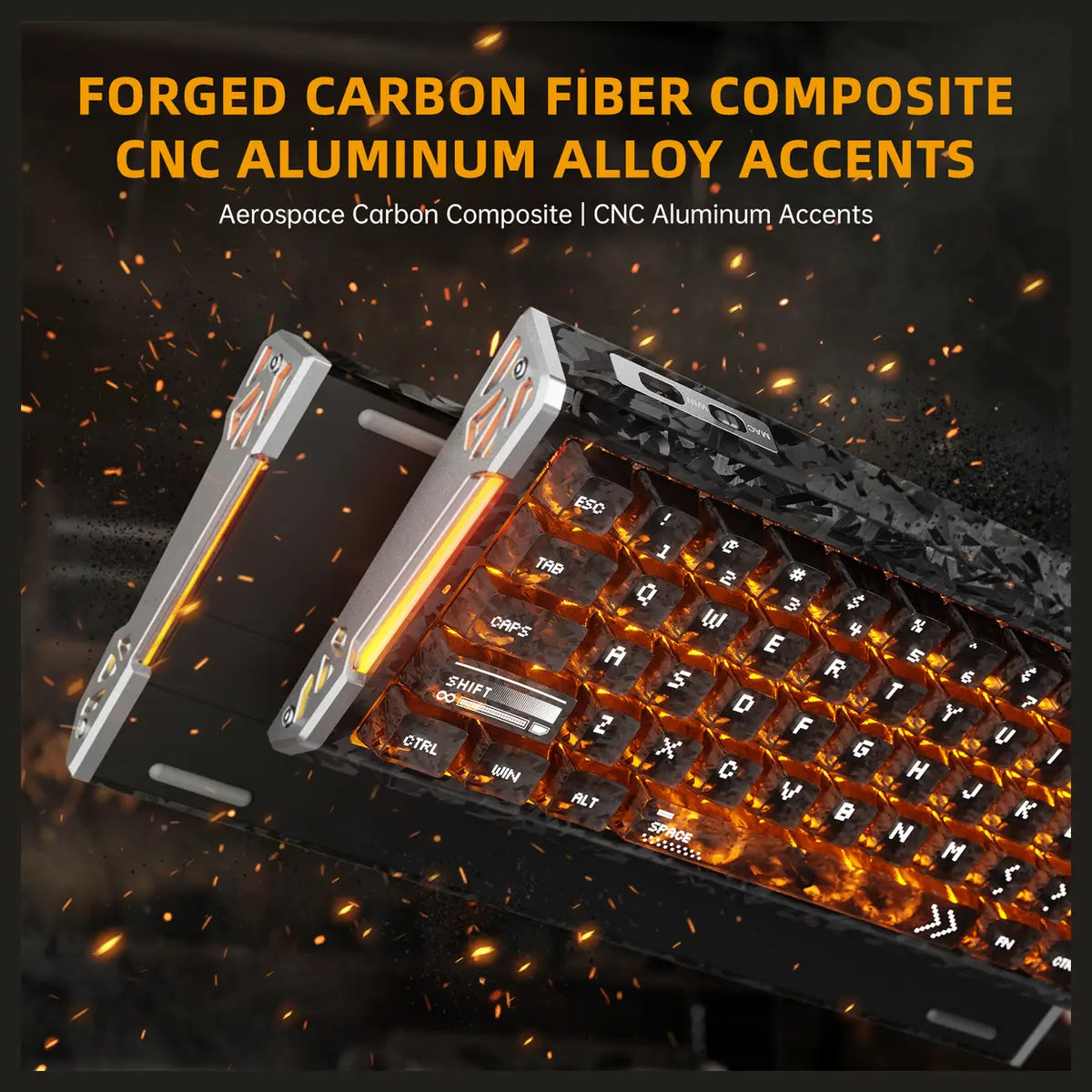 ATTACK SHARK R68 HE Carbon Fiber Rapid Trigger Keyboard, 60% Wired 8000Hz, Magnetic Switch, 0.005mm RT Accuracy, Full RGB Backlighting, Ink Shade