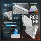 ATTACK SHARK R68 HE Carbon Fiber Rapid Trigger Keyboard, 60% Wired 8000Hz, Magnetic Switches, 0.005mm RT Accuracy, Full RGB Backlighting, Ice Ninja
