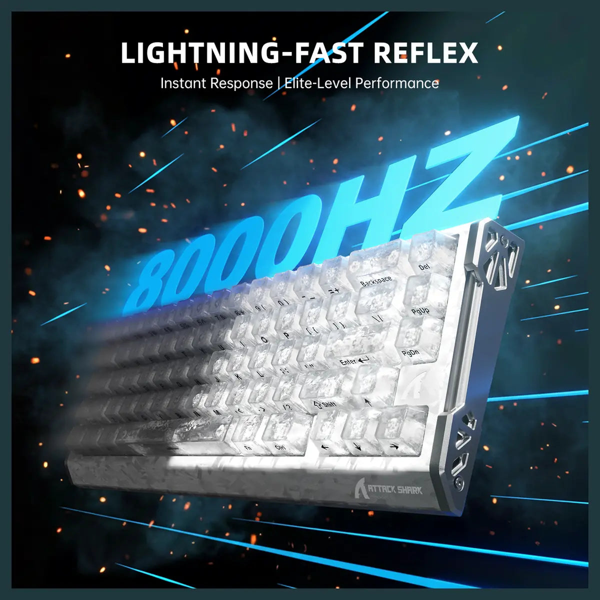ATTACK SHARK R68 HE Carbon Fiber Rapid Trigger Keyboard, 60% Wired 8000Hz, Magnetic Switches, 0.005mm RT Accuracy, Full RGB Backlighting, Ice Ninja