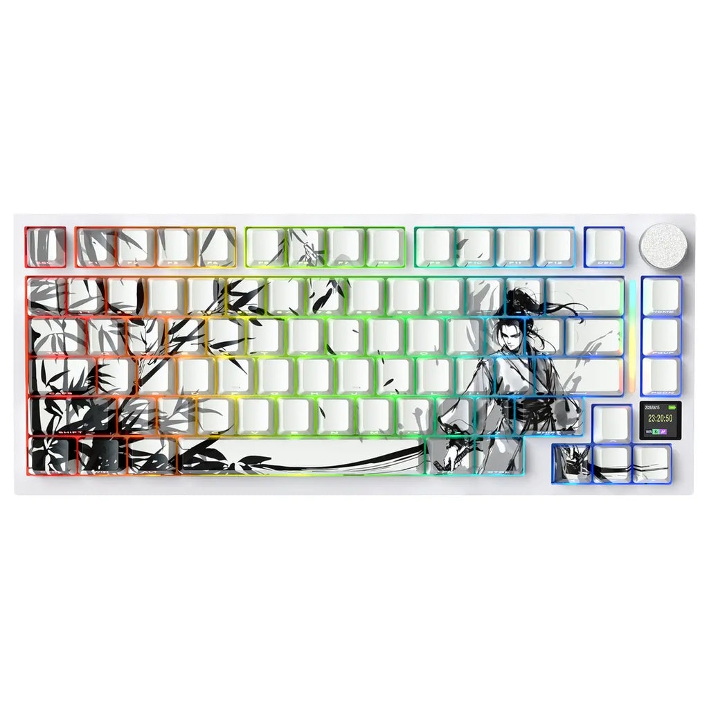 ATTACK SHARK X820Ultra Tri-mode Gasket Mechanical Keyboard, 75% ANSI Layout, Bluetooth 5.1 and 2.4G Wireless and Type-C Wired, TFT Smart Display and Knob, Hot-Swappable, QMK, RGB, Dark Warrior