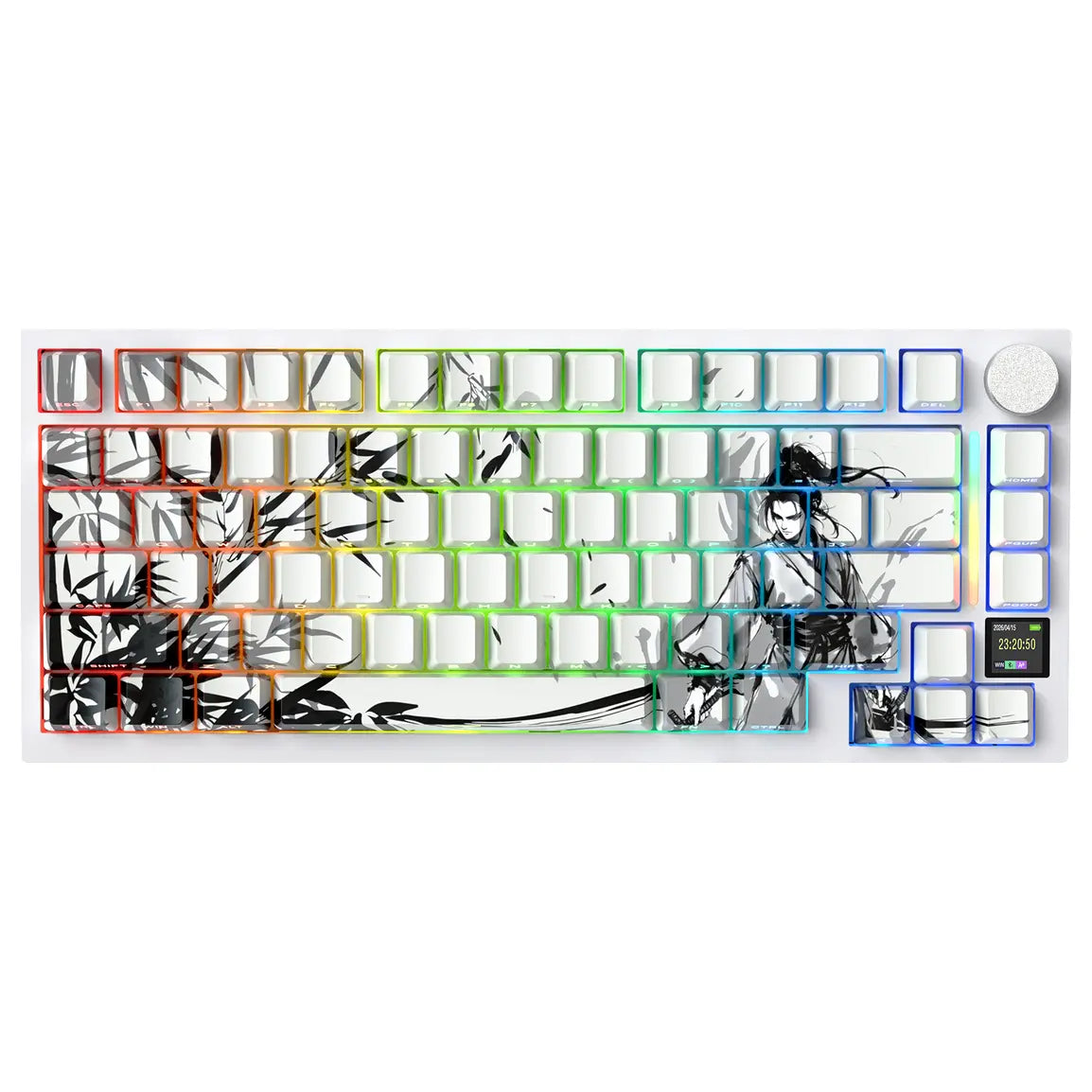 ATTACK SHARK X820Ultra Tri-mode Gasket Mechanical Keyboard, 75% ANSI Layout, Bluetooth 5.1 and 2.4G Wireless and Type-C Wired, TFT Smart Display and Knob, Hot-Swappable, QMK, RGB, Dark Warrior