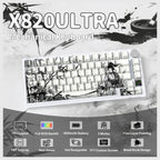 ATTACK SHARK X820Ultra Tri-mode Gasket Mechanical Keyboard, 75% ANSI Layout, Bluetooth 5.1 and 2.4G Wireless and Type-C Wired, TFT Smart Display and Knob, Hot-Swappable, QMK, RGB, Dark Warrior