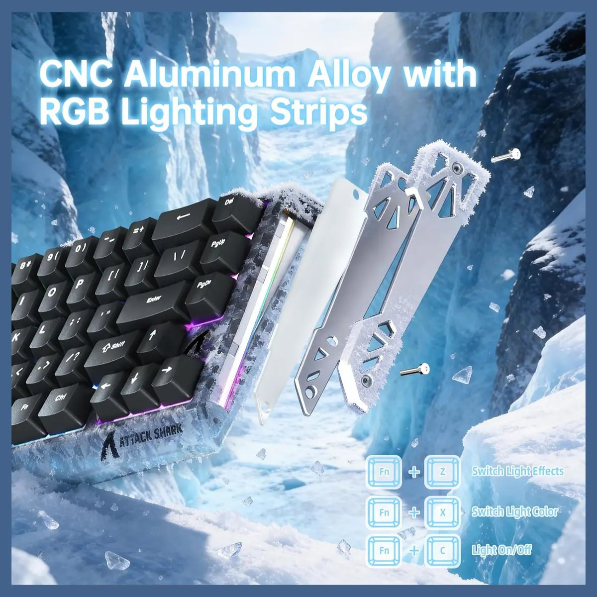 ATTACK SHARK R68 HE Carbon Fiber Rapid Trigger Keyboard, 8000Hz Polling Rate, 0.005mm RT Accuracy, 68 Keys Wired Magnetic Switch, Adjustable Actuation, Snap Tap, RGB Lighting, Black