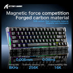 ATTACK SHARK R68 HE Carbon Fiber Rapid Trigger Keyboard, 8000Hz Polling Rate, 0.005mm RT Accuracy, 68 Keys Wired Magnetic Switch, Adjustable Actuation, Snap Tap, RGB Lighting, Black