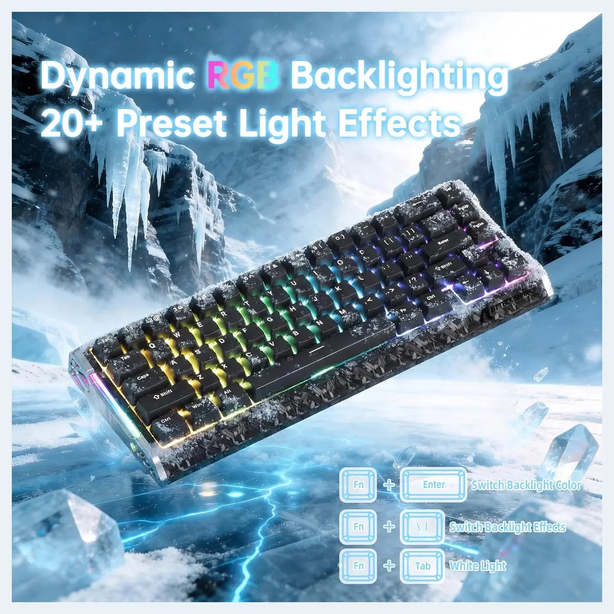 ATTACK SHARK R68 HE Carbon Fiber Rapid Trigger Keyboard, 8000Hz Polling Rate, 0.005mm RT Accuracy, 68 Keys Wired Magnetic Switch, Adjustable Actuation, Snap Tap, RGB Lighting, Black