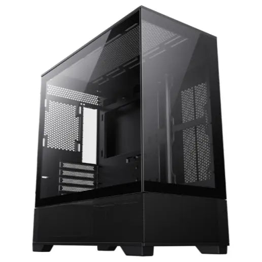 GameMax Vista Mini Black MATX Gaming Case, Micro ATX, Tempered Glass Front and Side Panels, Up To 9x120mm Fans, USB3.0 and USB2.0, Black, GMX-VISTA-MB