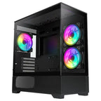 GameMax Vista Mini Black MATX Gaming Case, Micro ATX, Tempered Glass Front and Side Panels, Up To 9x120mm Fans, USB3.0 and USB2.0, Black, GMX-VISTA-MB