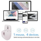 Rapoo MT760L Multi-Device Wireless Mouse, Bluetooth 5.0 and 2.4GHz Tri-Mode, Up to 4 Devices, 11 Programmable Buttons, 4000 DPI Sensor, 90 Days Battery Life, Pink