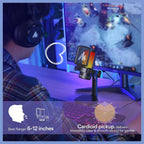 MAONO DGM20 USB Gaming Microphone for PC, Noise Cancellation Condenser Mic, RGB Lights, One-Click Mute With LED Indicator, Gain Control and Headphone Monitoring, Plug and Play, 5FT 2 in 1 USB Cable