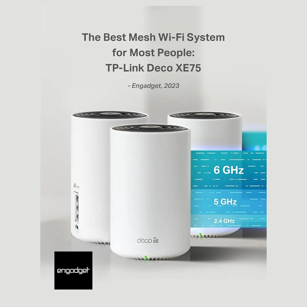TP-Link Deco XE75 AXE5400 Tri-Band WiFi 6E Mesh WiFi System, Up To 7200 Sq.Ft Coverage, Total Speeds Up To 5400Mbps, 3-Pack